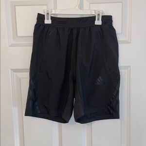 Adidas Charcoal Gray Athletic Shorts Moisture-Wicking Elastic Waistband